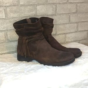 Women's Brown Suede Fringe Ankle Boots